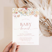 Invitation Baby shower Floral moderne Boho | Fille Bébé Brunc