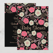 Invitation Baby shower floral moderne classique (Devant / Derrière)