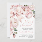 Invitation Baby shower floral moderne de fille de la Bow (Devant)