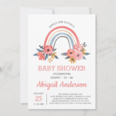 Invitation baby shower Floral Moderne Elégant Arc-en-ciel (Devant)