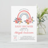 Invitation baby shower Floral Moderne Elégant Arc-en-ciel (Debout devant)