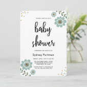 Invitation Baby shower Floral moderne et Confetti (Debout devant)