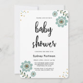Invitation Baby shower Floral moderne et Confetti (Devant)