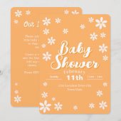 Invitation Baby shower Floral moderne - Orange Daisy Custom (Devant / Derrière)
