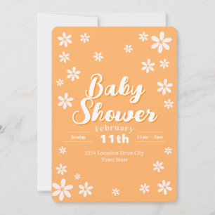 Invitation Baby shower Floral moderne - Orange Daisy Custom