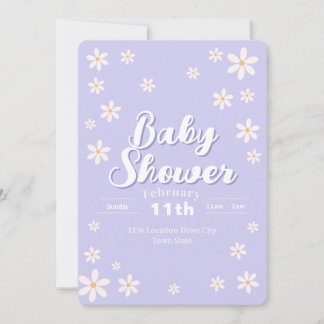 Invitation Baby shower Floral moderne - Purple Daisy Custom