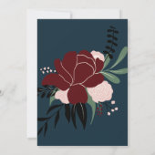 Invitation Baby shower floral modifiable bleu marine d'hiver (Dos)