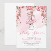 Invitation Baby shower floral moelleux de lapin tutu (Devant / Derrière)