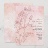 Invitation Baby shower floral monochromatique (Devant / Derrière)