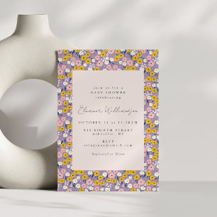 Invitation Baby shower floral mou rose jaune