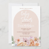 Invitation Baby shower floral neutre de Boho (Devant)