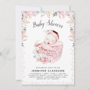 Invitation Baby shower floral nouveau-né