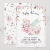 Invitation Baby shower floral nouveau-né (Devant / Derrière)