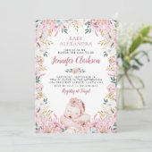 Invitation Baby shower floral nouveau-né (Debout devant)