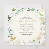Invitation Baby shower Floral Or Moderne (Devant)
