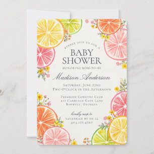 Invitation Baby shower floral orange de Little Cutie Citrus