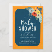 Invitation Baby shower Floral Orange Rustique (Devant)