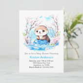 Invitation Baby shower floral Otterly Blue (Debout devant)