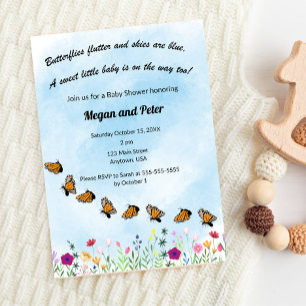 Invitation Baby shower floral papillon