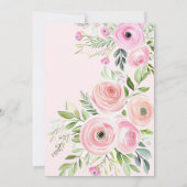 Invitation Baby shower floral papillon rose fille (Dos)