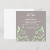 Invitation Baby shower floral papillon vert (Devant / Derrière)