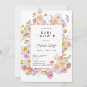 Invitation Baby shower floral Pastel Bloom (Devant)