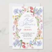 Invitation Baby shower floral pastel esthétique (Devant)
