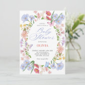 Invitation Baby shower floral pastel esthétique (Debout devant)
