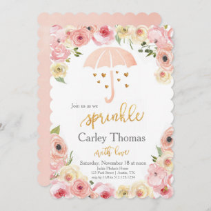 Invitation Baby shower floral Pastel glam or