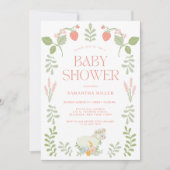 Invitation Baby shower floral Pastel vert et rose (Devant)