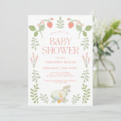 Invitation Baby shower floral Pastel vert et rose (Debout devant)
