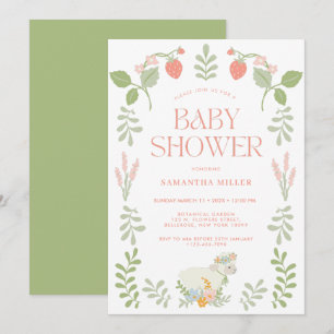 Invitation Baby shower floral Pastel vert et rose