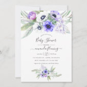 Invitation Baby shower floral Pastel Violet (Devant)