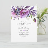 Invitation Baby shower floral Pastel Violet Poppy (Debout devant)