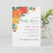 Invitation Baby shower floral Pastel Yellow Spring Dahlia (Debout devant)