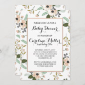 Invitation Baby shower Floral Peach (Devant / Derrière)