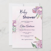 Invitation Baby shower Floral Peony rose (Devant)
