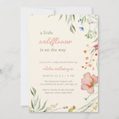 Invitation Baby shower Floral Petit Fleur sauvage mignon fill (Devant)