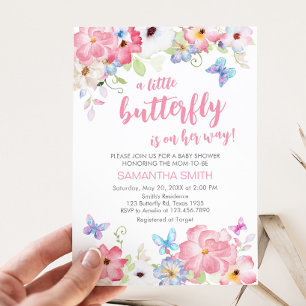 Invitation Baby shower Floral Petit Papillon