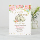 Invitation Baby shower Floral Pink Gold (Debout devant)