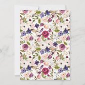 Invitation Baby shower Floral Plum Bleu Rustique (Dos)