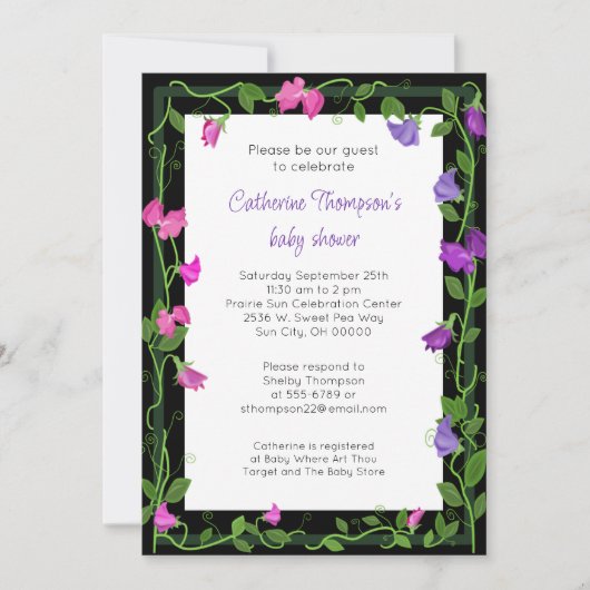 Invitation Baby shower floral pois doux (Devant)