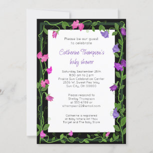 Invitation Baby shower floral pois doux