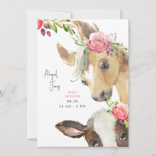 Invitation Baby shower Floral Pony & Cow II