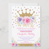 Invitation Baby shower floral pourpre de rose royal de (Devant)