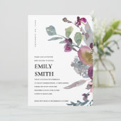 INVITATION BABY SHOWER FLORAL PURPLE LILAC DOUX (Debout devant)