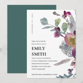 INVITATION BABY SHOWER FLORAL PURPLE LILAC DOUX (Devant / Derrière)