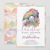 Invitation Baby shower Floral Rainbow Baby (Devant / Derrière)