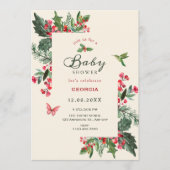 Invitation Baby shower floral ramée de baies (Devant)