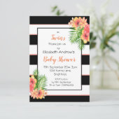 Invitation Baby shower floral rayé Twins (Debout devant)